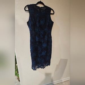 White House Black Market Navy Floral Lace Mini Dress